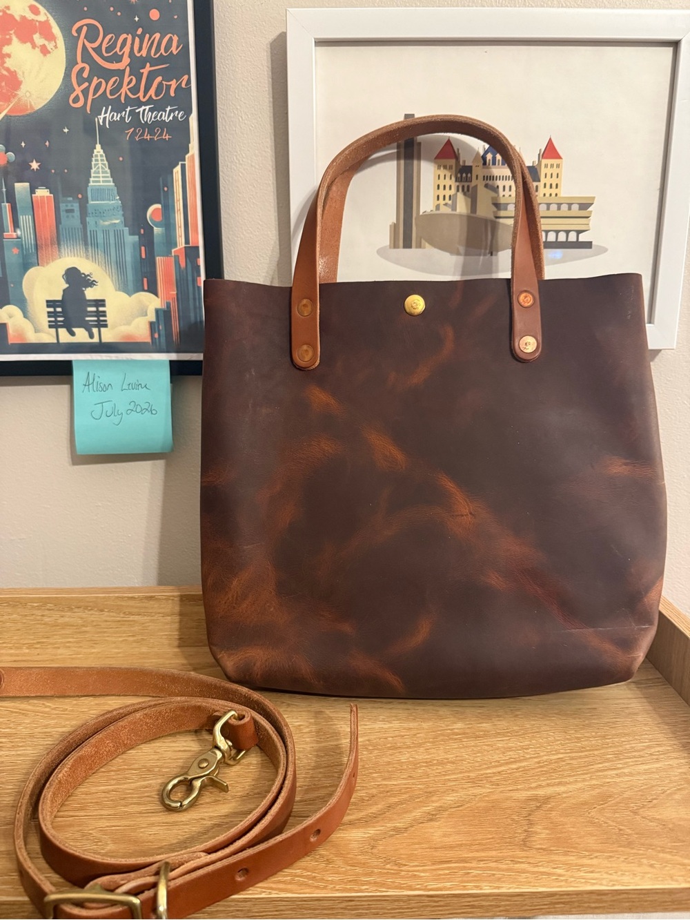 EUC KMM Autumn Harvest (?) Mini Tote with brown strap